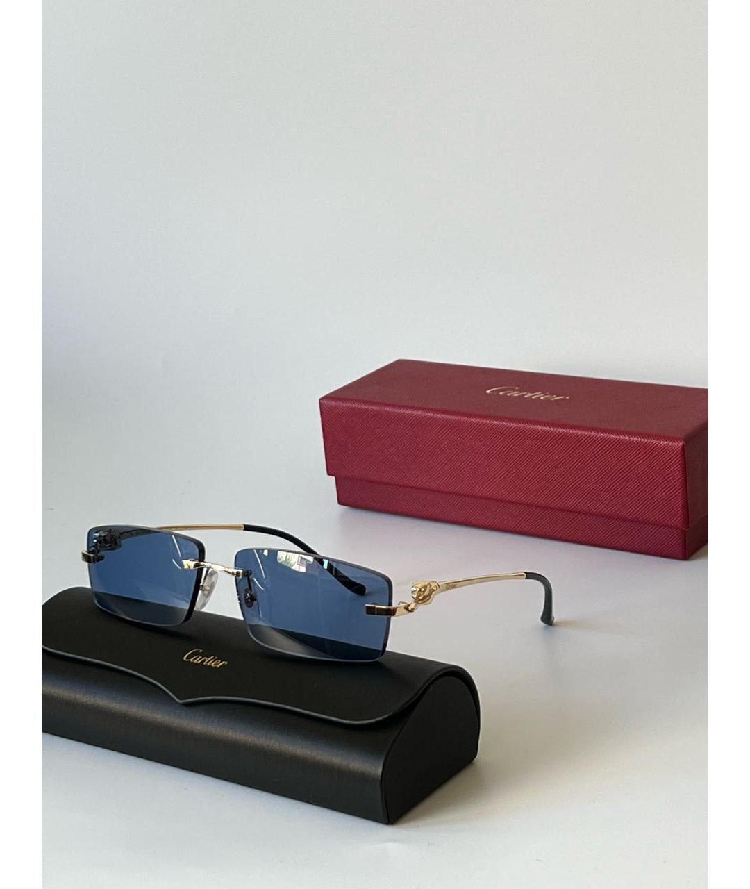 CARTIER Синие металлические солнцезащитные очки, фото 4