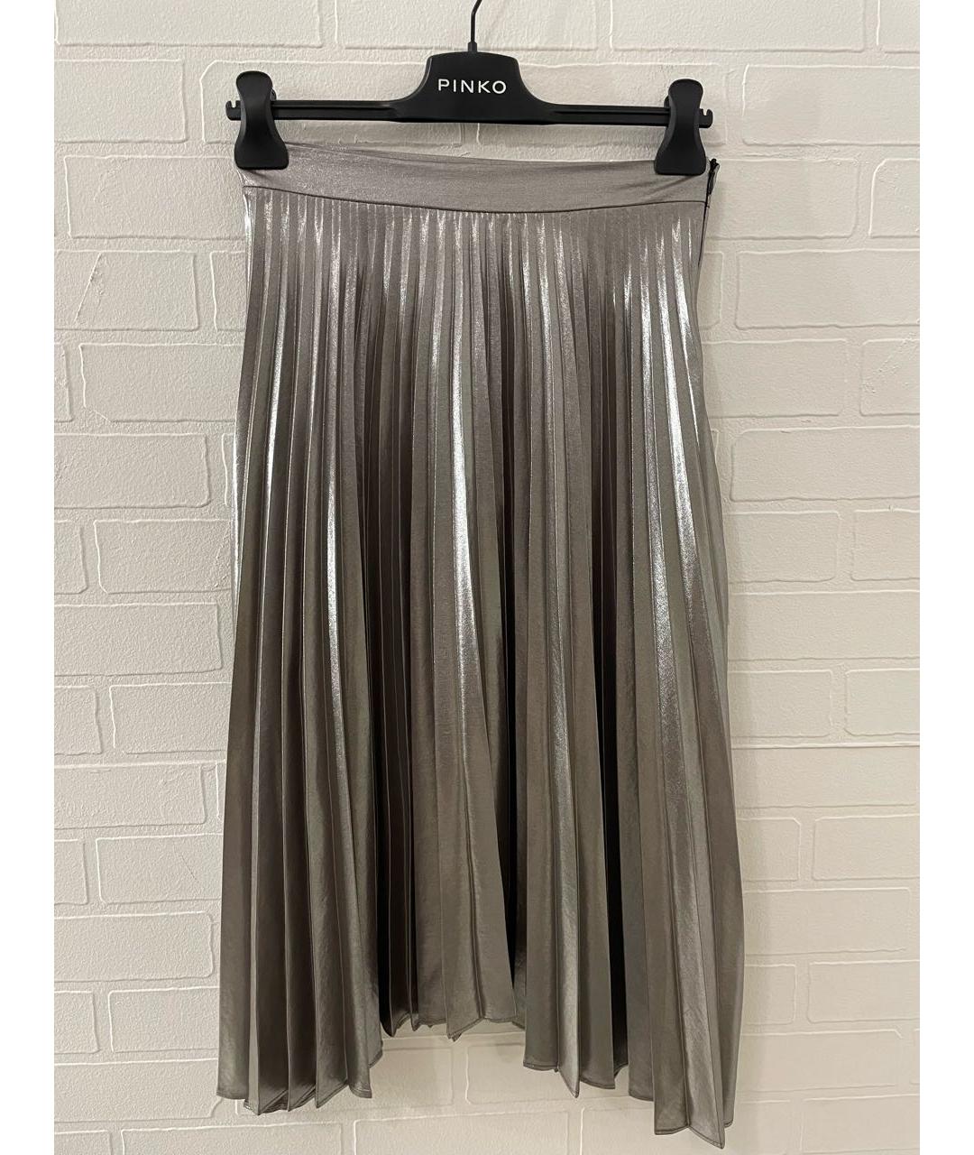 PINKO Серебряная полиэстеровая юбка миди, фото 9