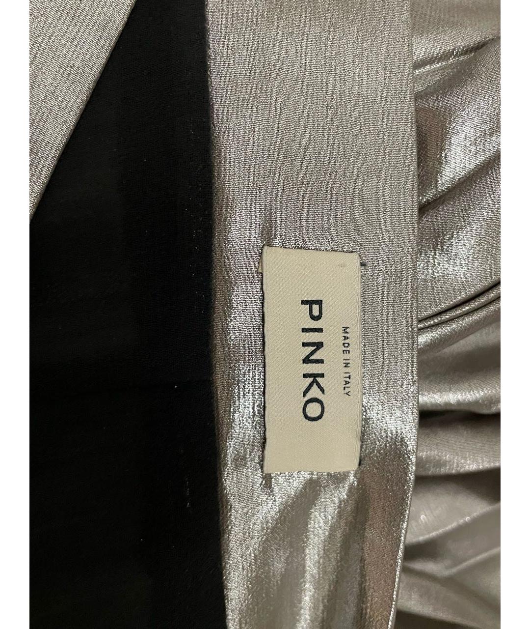 PINKO Серебряная полиэстеровая юбка миди, фото 6