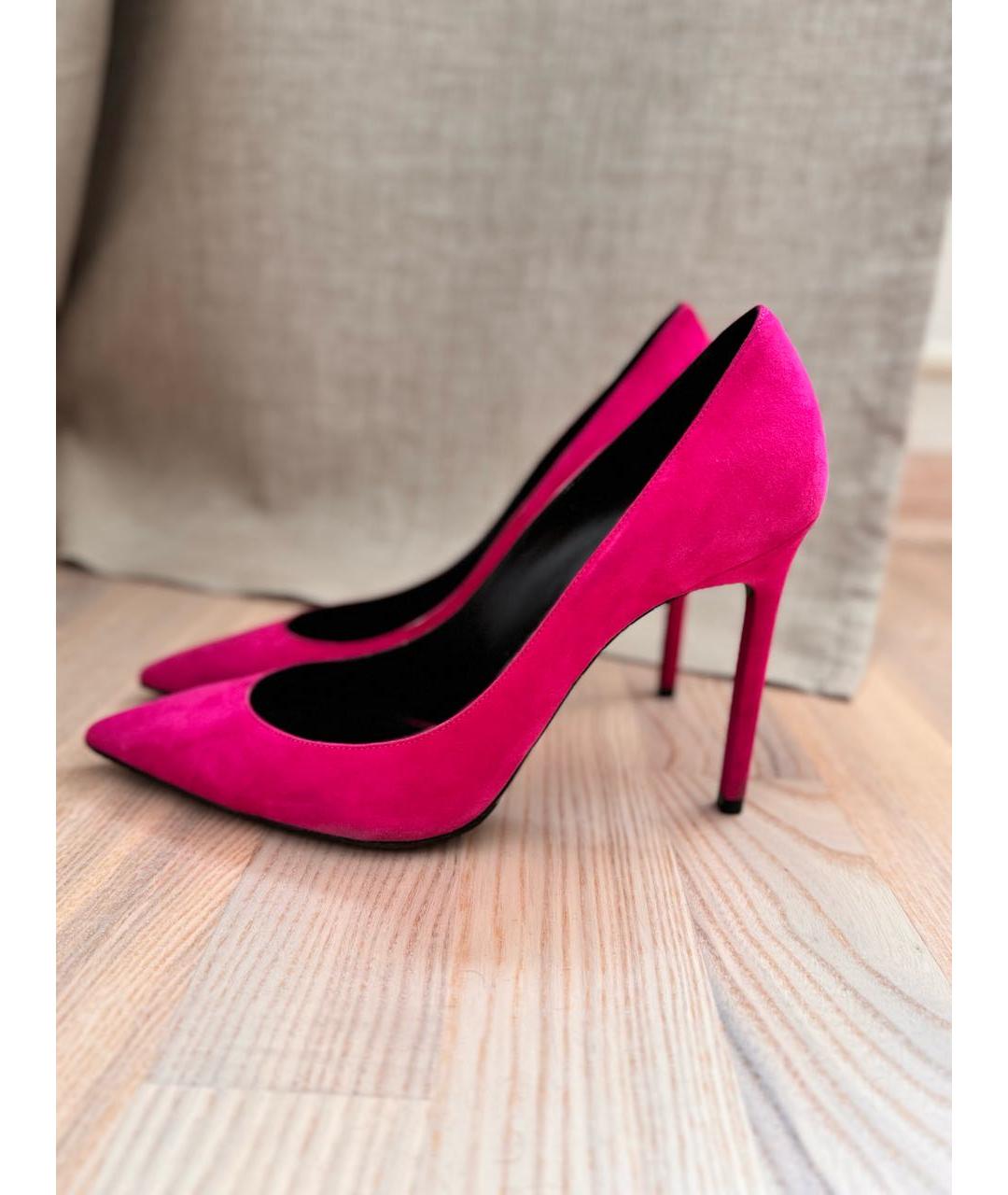 SAINT LAURENT Розовые замшевые туфли, фото 6