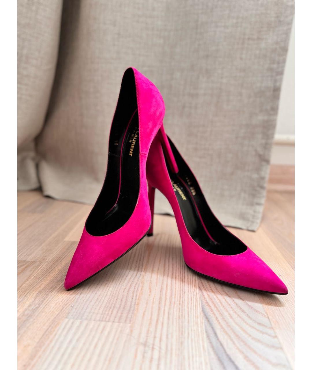 SAINT LAURENT Розовые замшевые туфли, фото 4