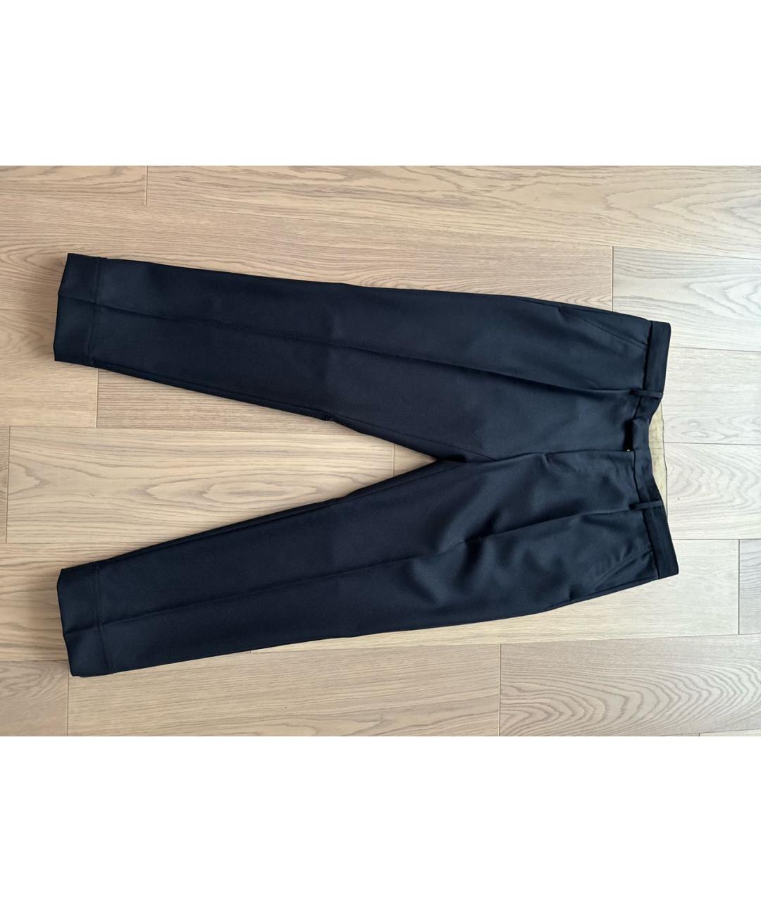 MONCLER Темно-синие шерстяные классические брюки, фото 5
