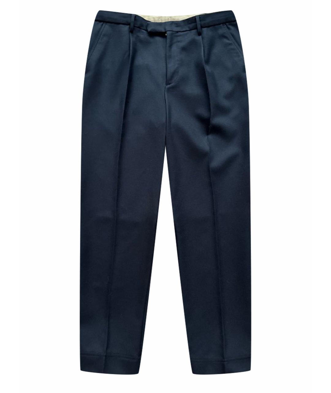 MONCLER Темно-синие шерстяные классические брюки, фото 1