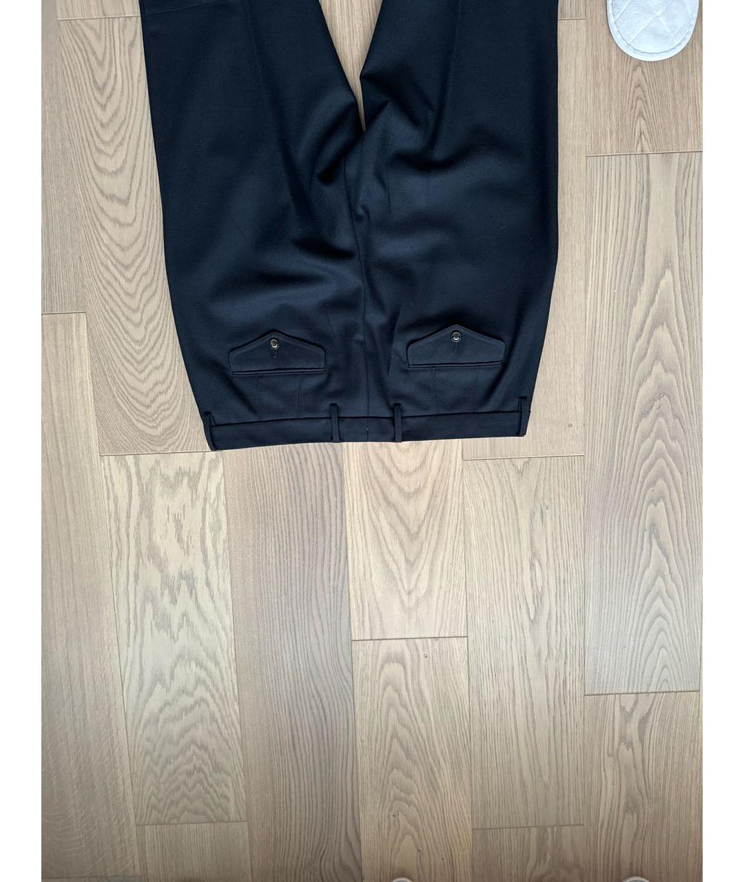 MONCLER Темно-синие шерстяные классические брюки, фото 4