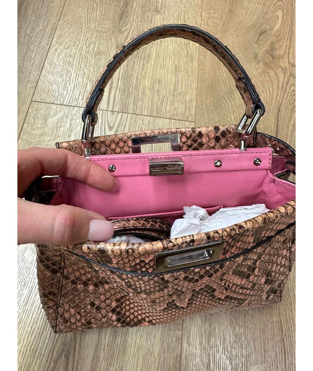 FENDI Розовая сумка с короткими ручками из экзотической кожи, фото 2