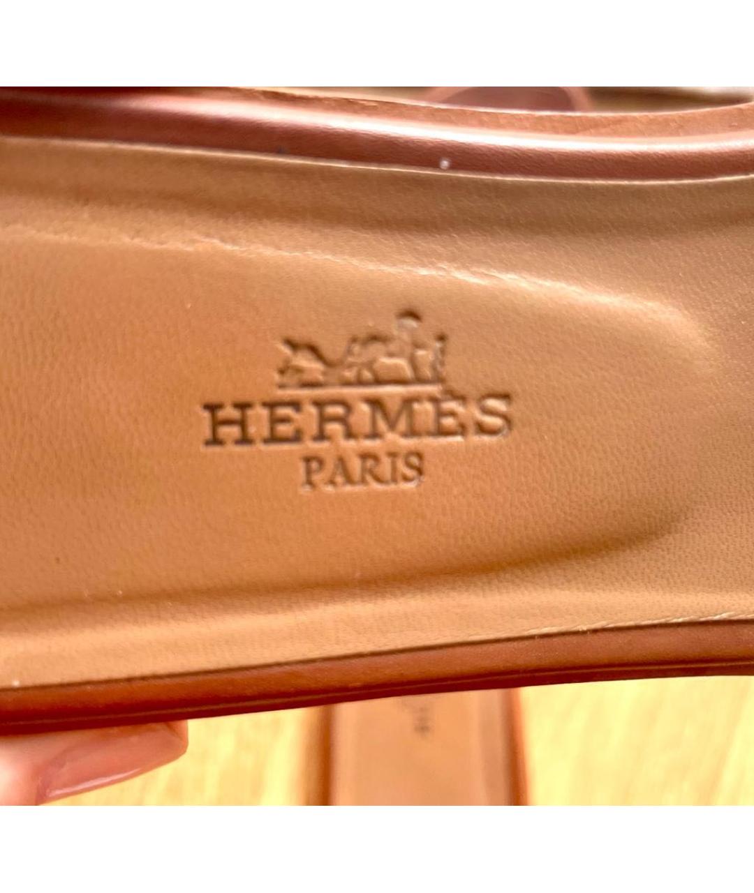 HERMES PRE-OWNED Коричневые кожаные шлепанцы, фото 5