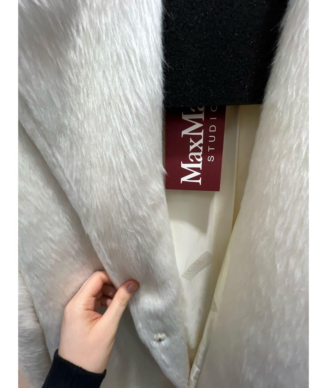 MAX MARA STUDIO Белое шерстяное пальто, фото 4