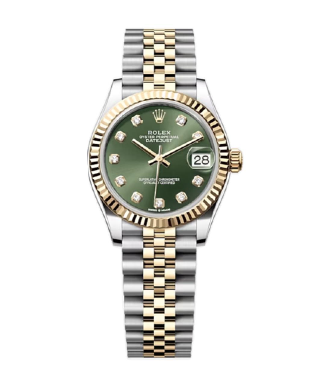 ROLEX Зеленые часы из желтого золота, фото 1