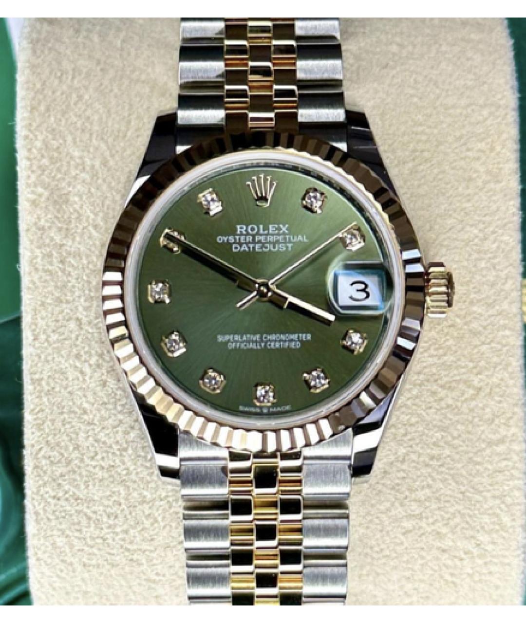 ROLEX Зеленые часы из желтого золота, фото 2