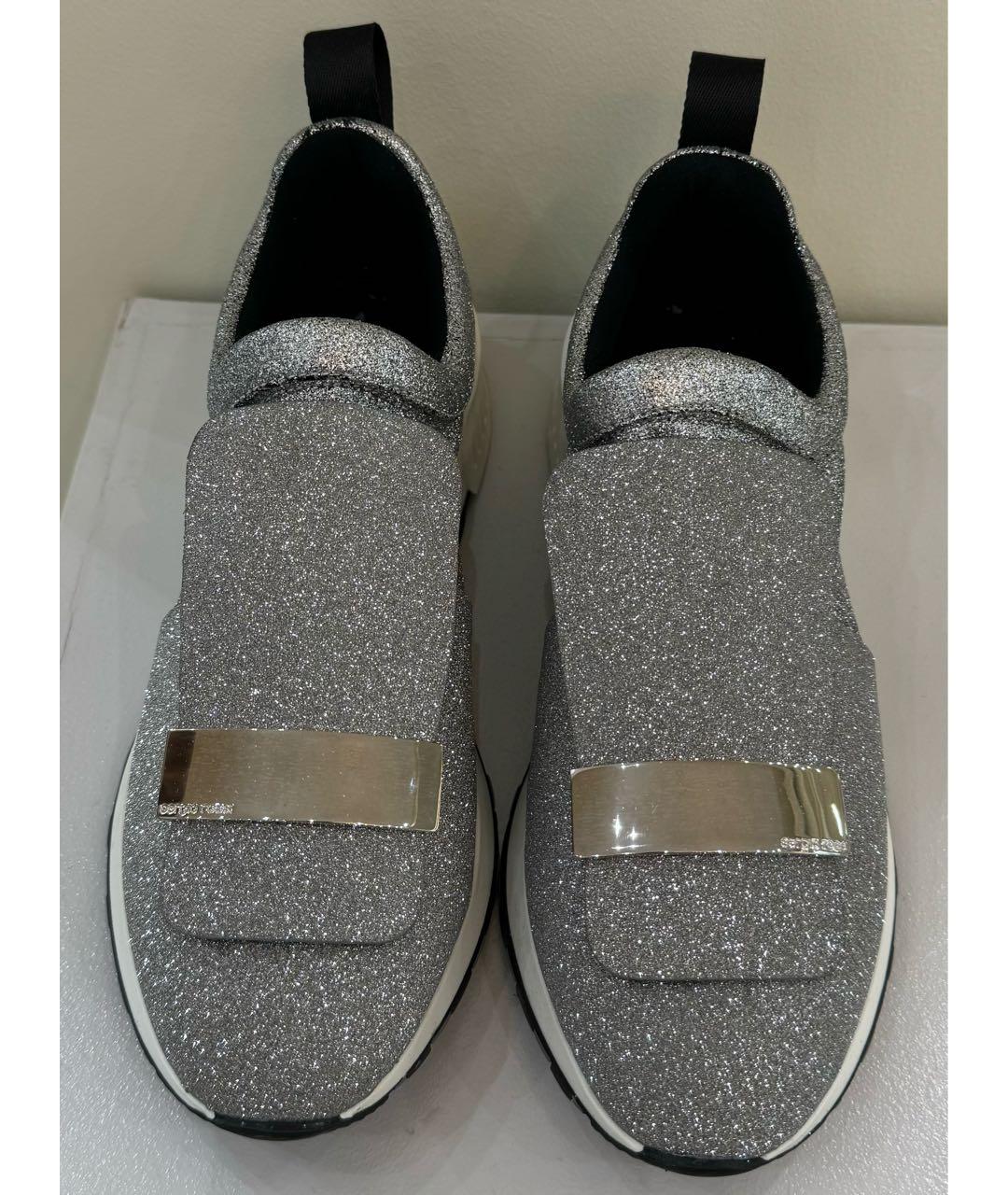 SERGIO ROSSI Серебряные текстильные кроссовки, фото 2