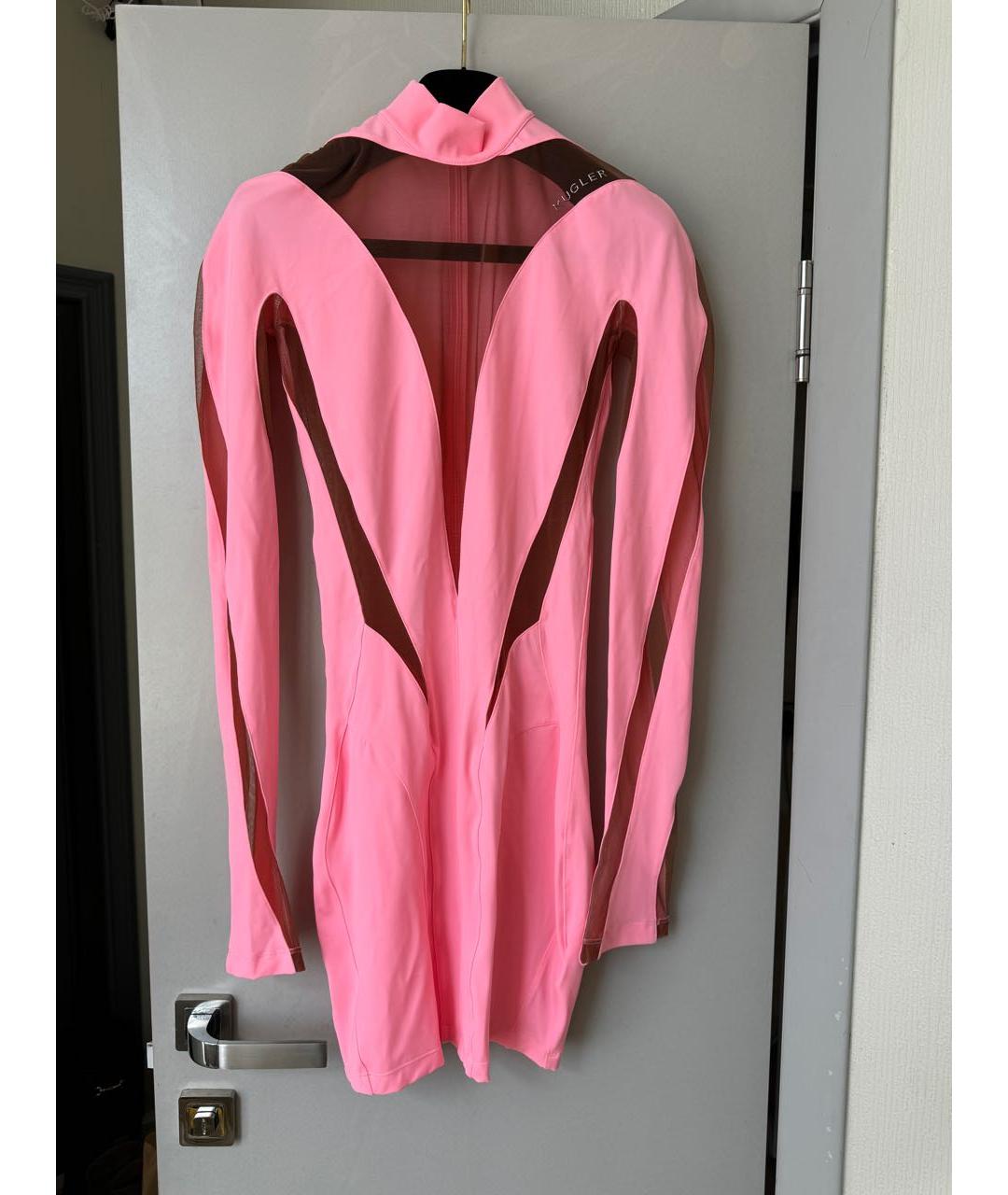 MUGLER Розовое полиамидовое коктейльное платье, фото 2