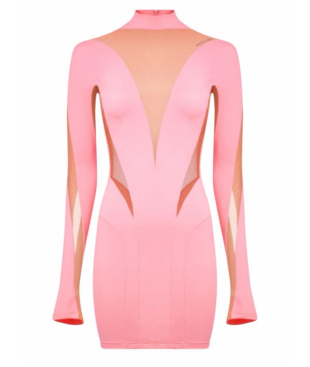 MUGLER Розовое полиамидовое коктейльное платье, фото 1