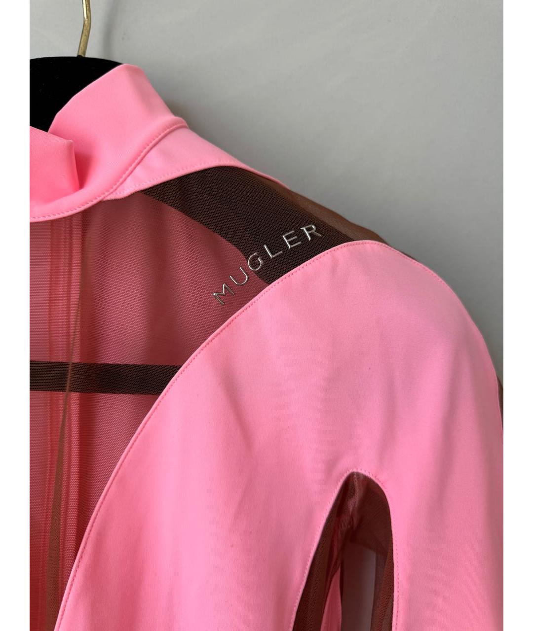 MUGLER Розовое полиамидовое коктейльное платье, фото 4