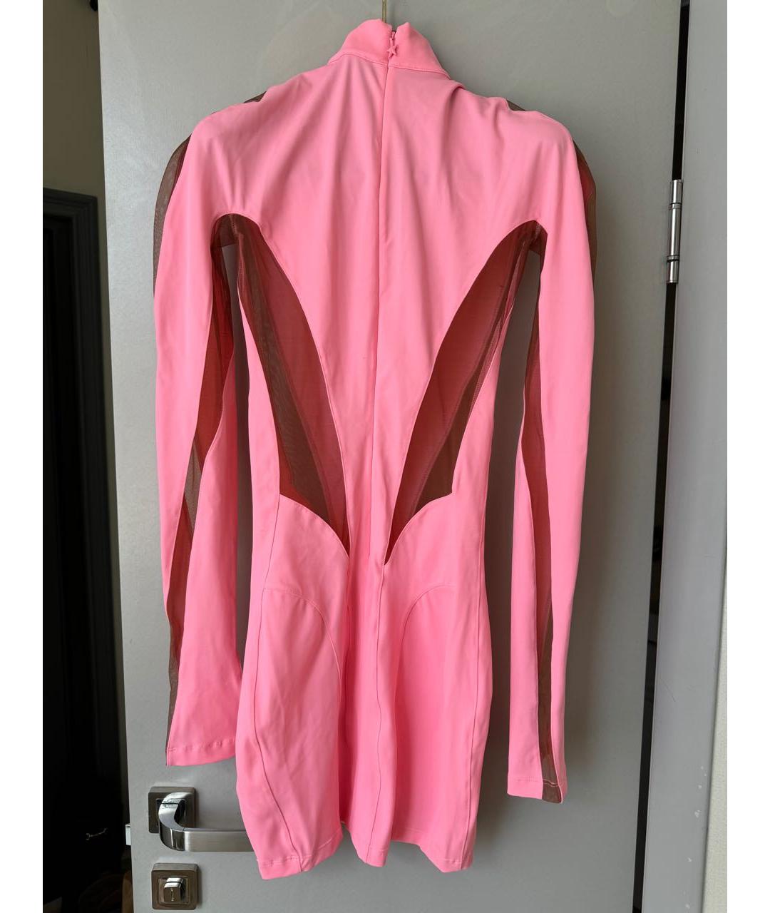 MUGLER Розовое полиамидовое коктейльное платье, фото 3