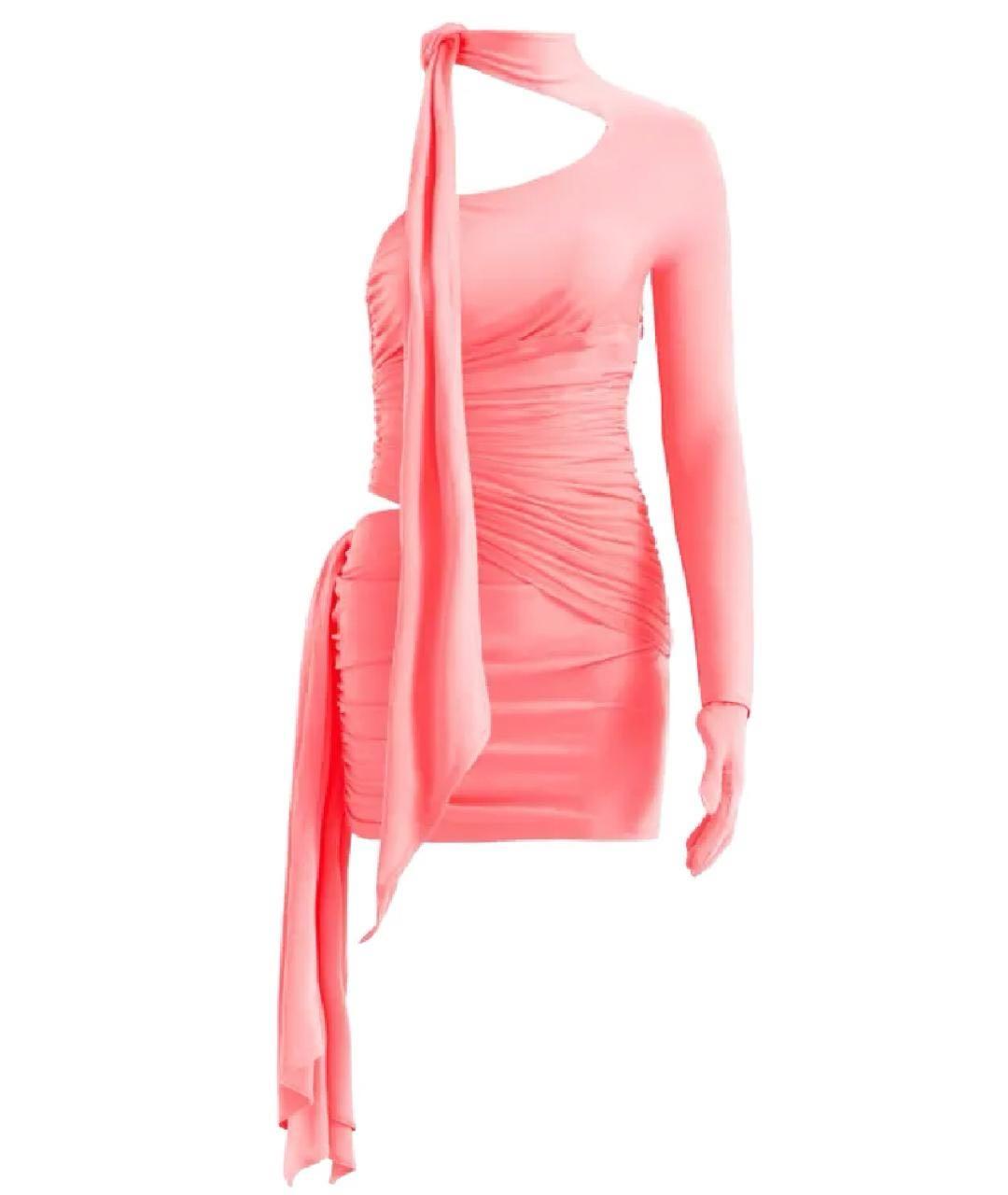 MUGLER Розовое полиамидовое коктейльное платье, фото 1