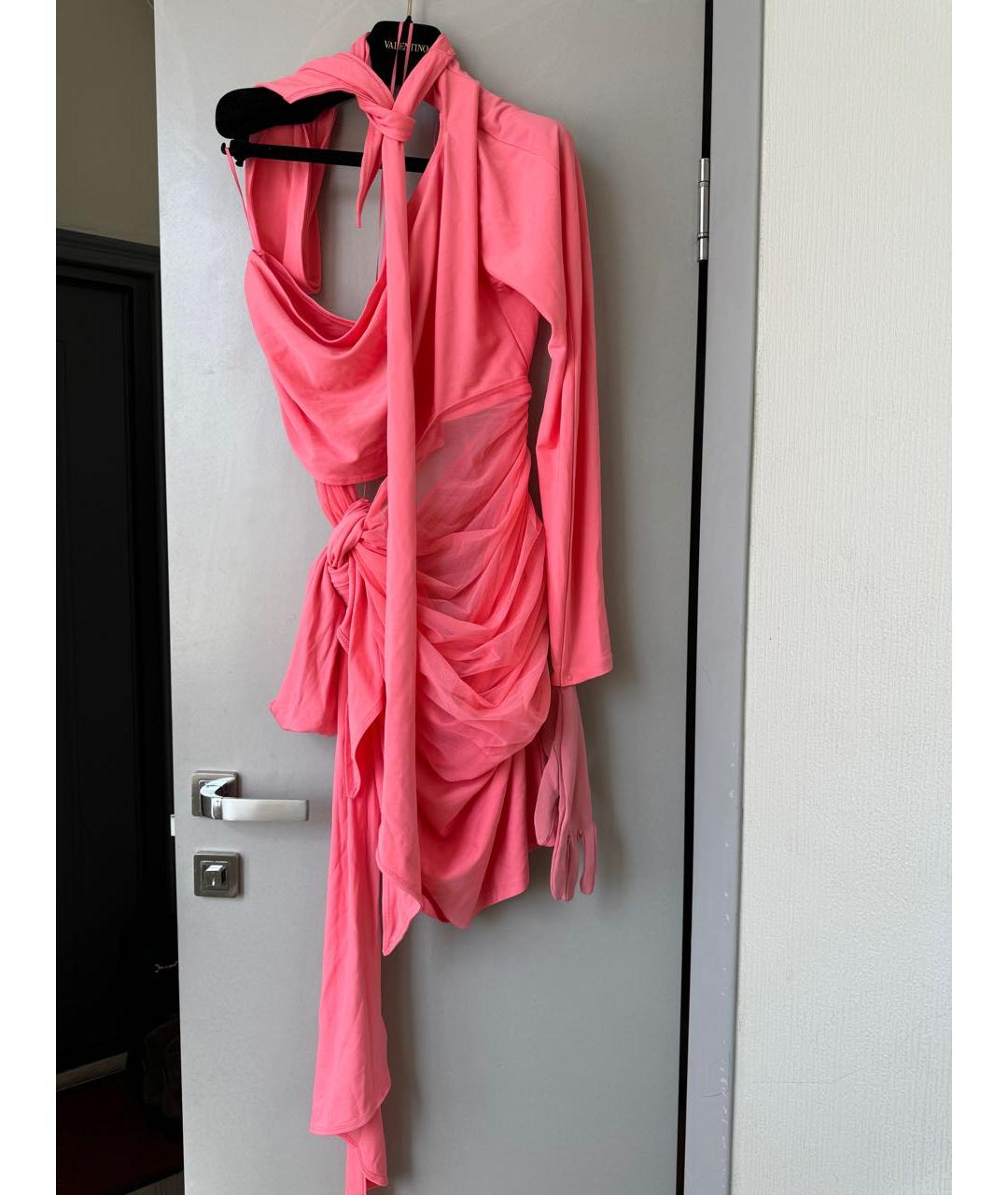 MUGLER Розовое полиамидовое коктейльное платье, фото 2
