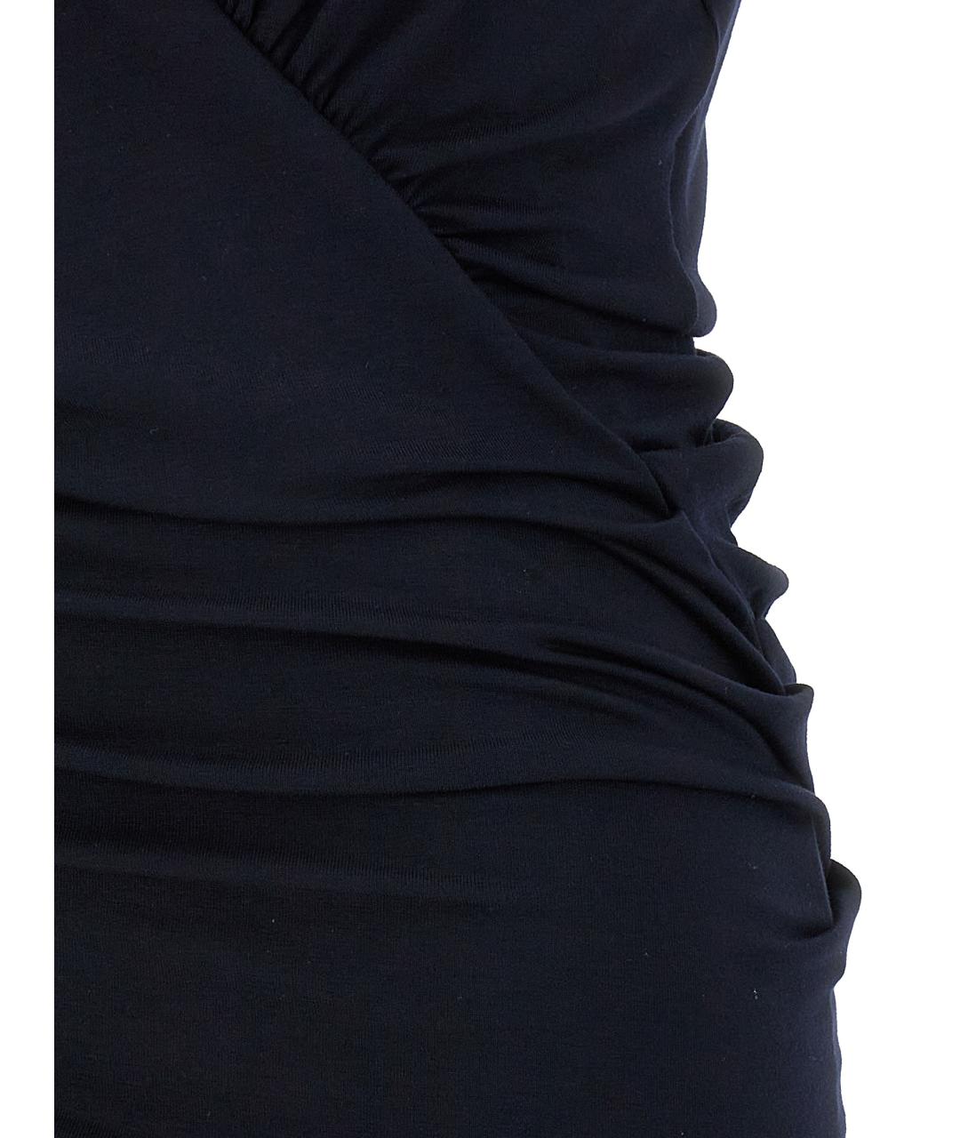 SAINT LAURENT Темно-синее вискозное коктейльное платье, фото 4