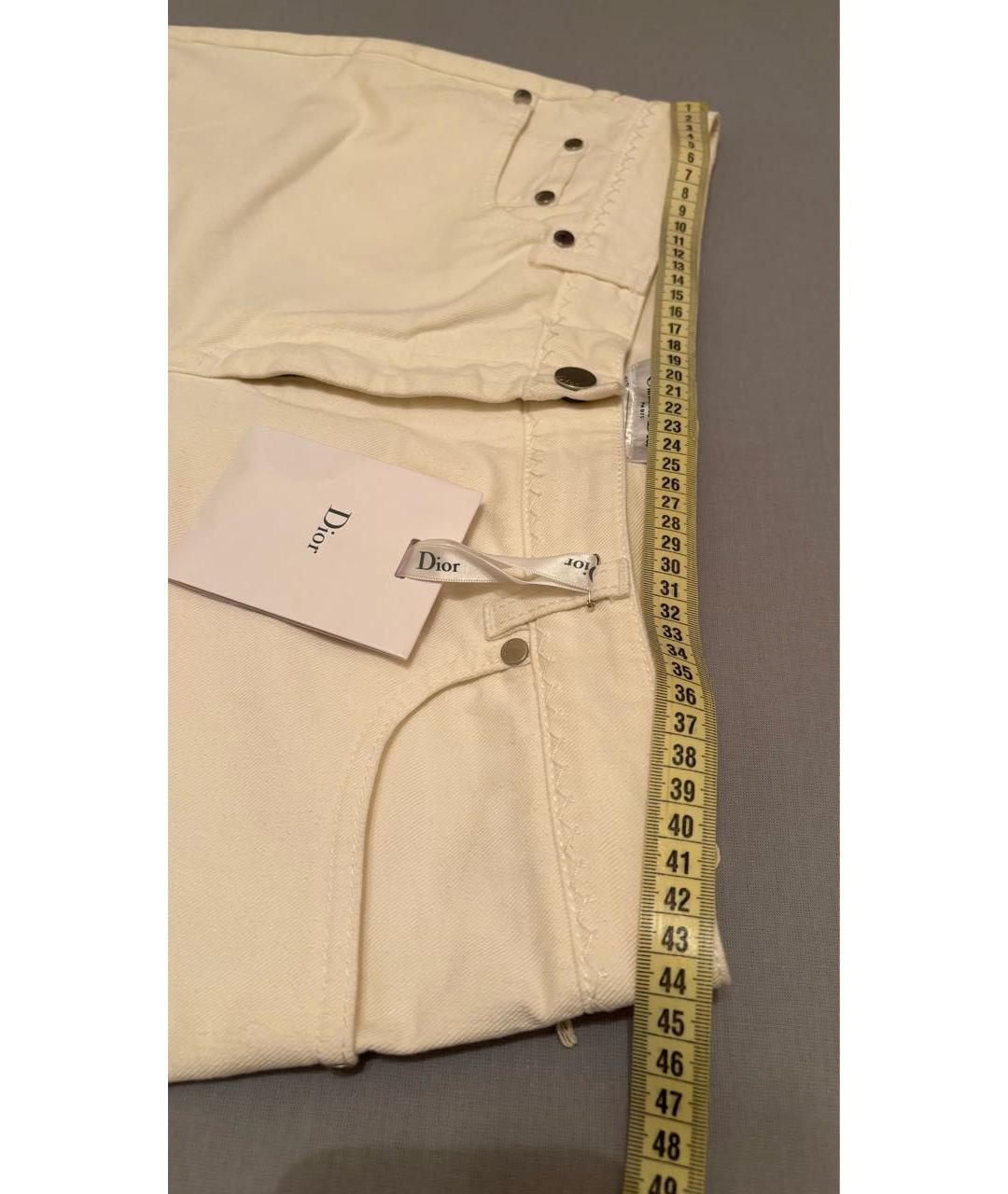 CHRISTIAN DIOR PRE-OWNED Белые хлопко-эластановые джинсы слим, фото 7