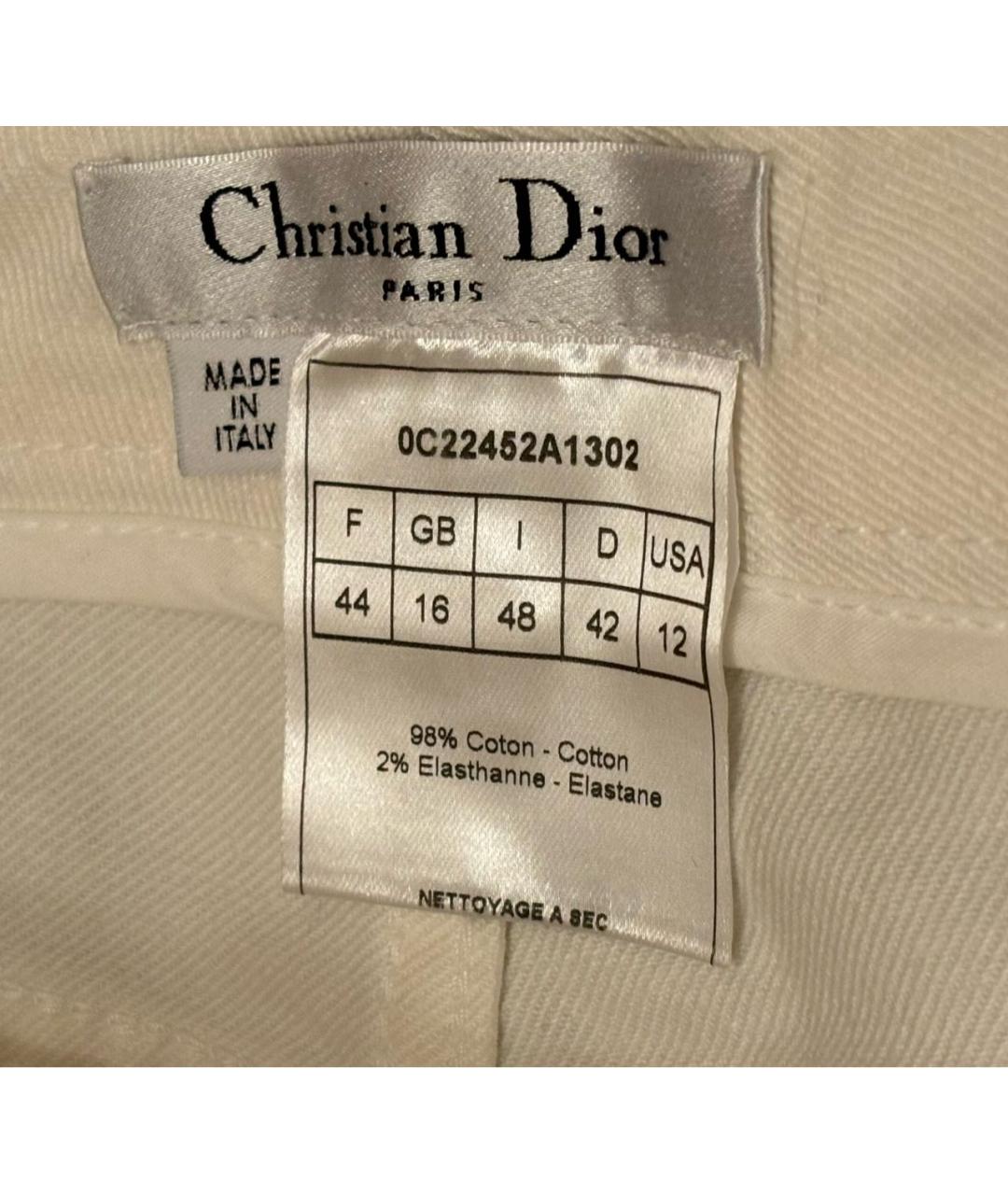 CHRISTIAN DIOR PRE-OWNED Белые хлопко-эластановые джинсы слим, фото 4