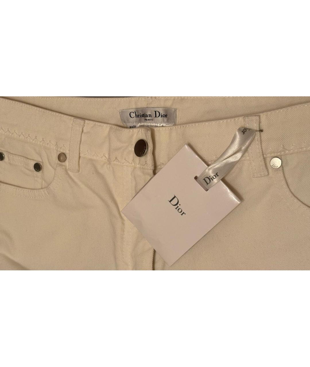 CHRISTIAN DIOR PRE-OWNED Белые хлопко-эластановые джинсы слим, фото 3