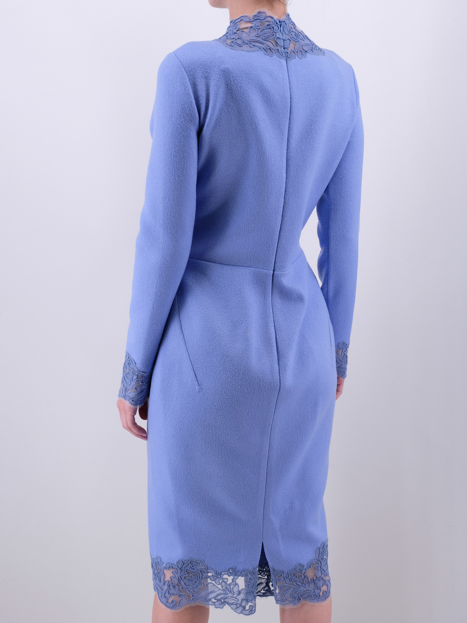 ERMANNO SCERVINO Голубое шерстяное повседневное платье, фото 3