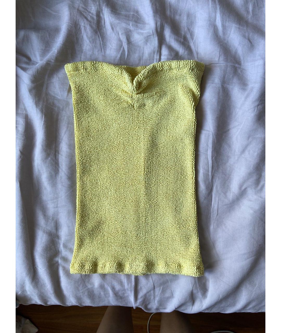 HUNZA G Желтая полиамидовая юбка мини, фото 2