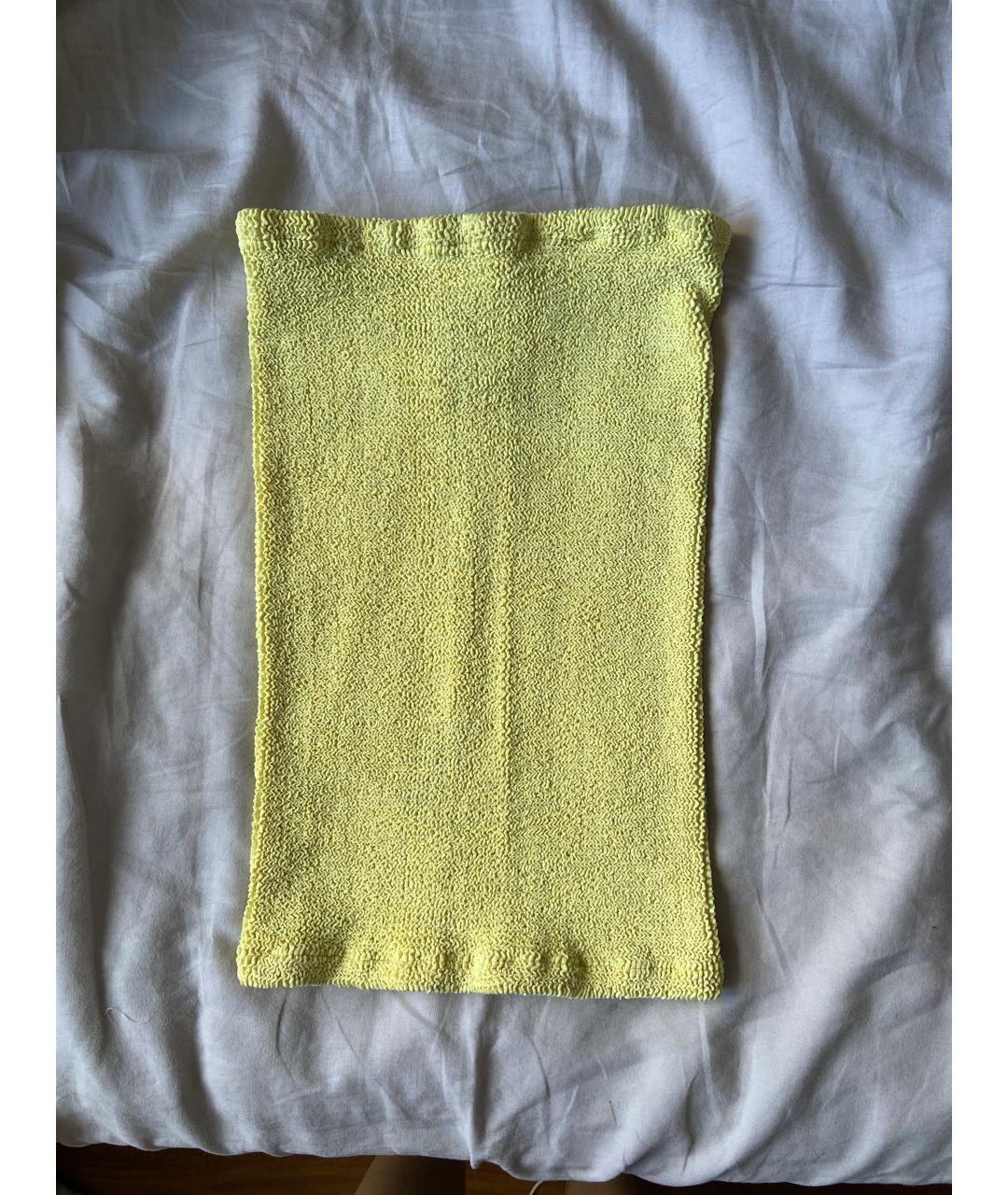 HUNZA G Желтая полиамидовая юбка мини, фото 6