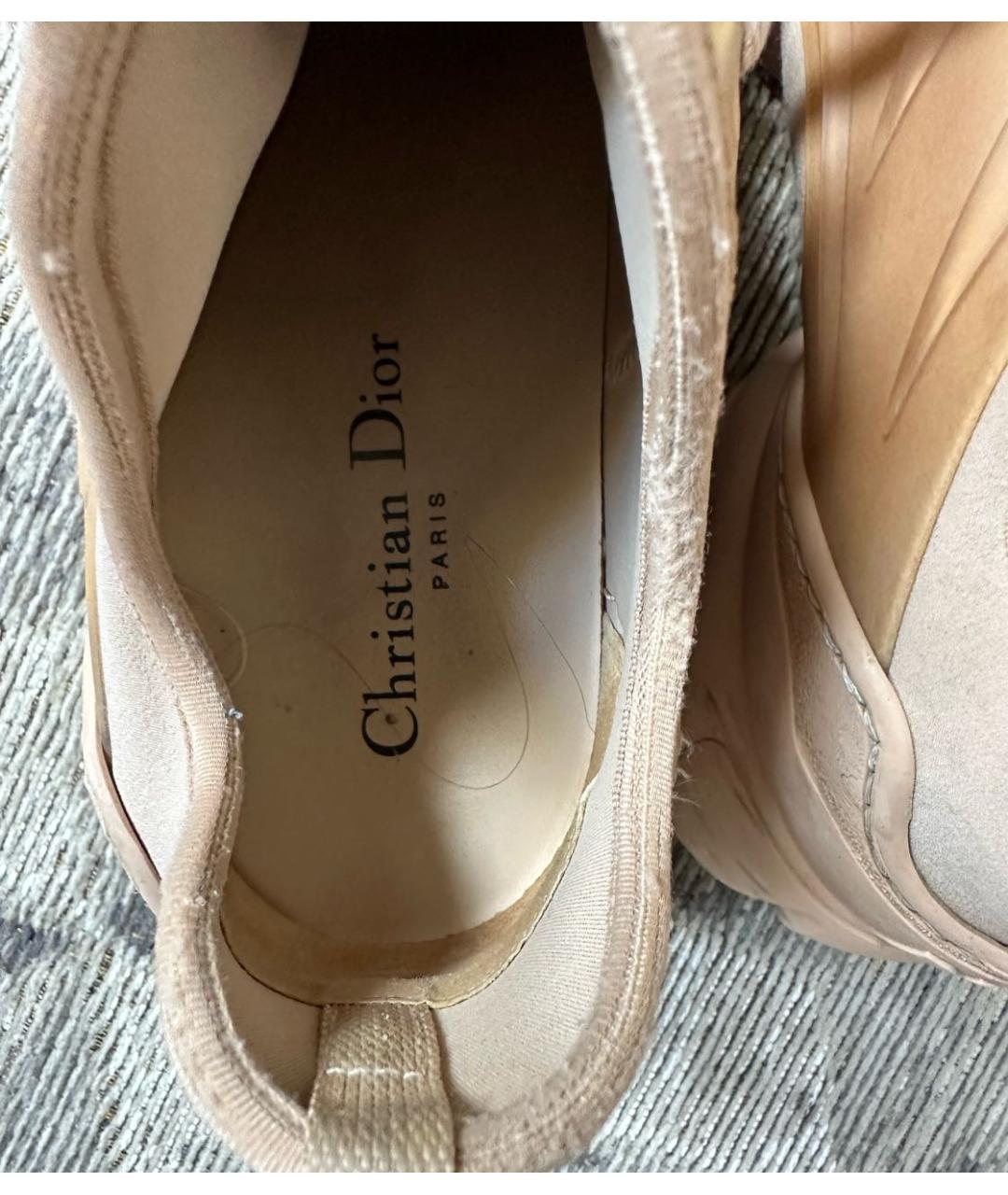 CHRISTIAN DIOR PRE-OWNED Бежевые кожаные кроссовки, фото 5