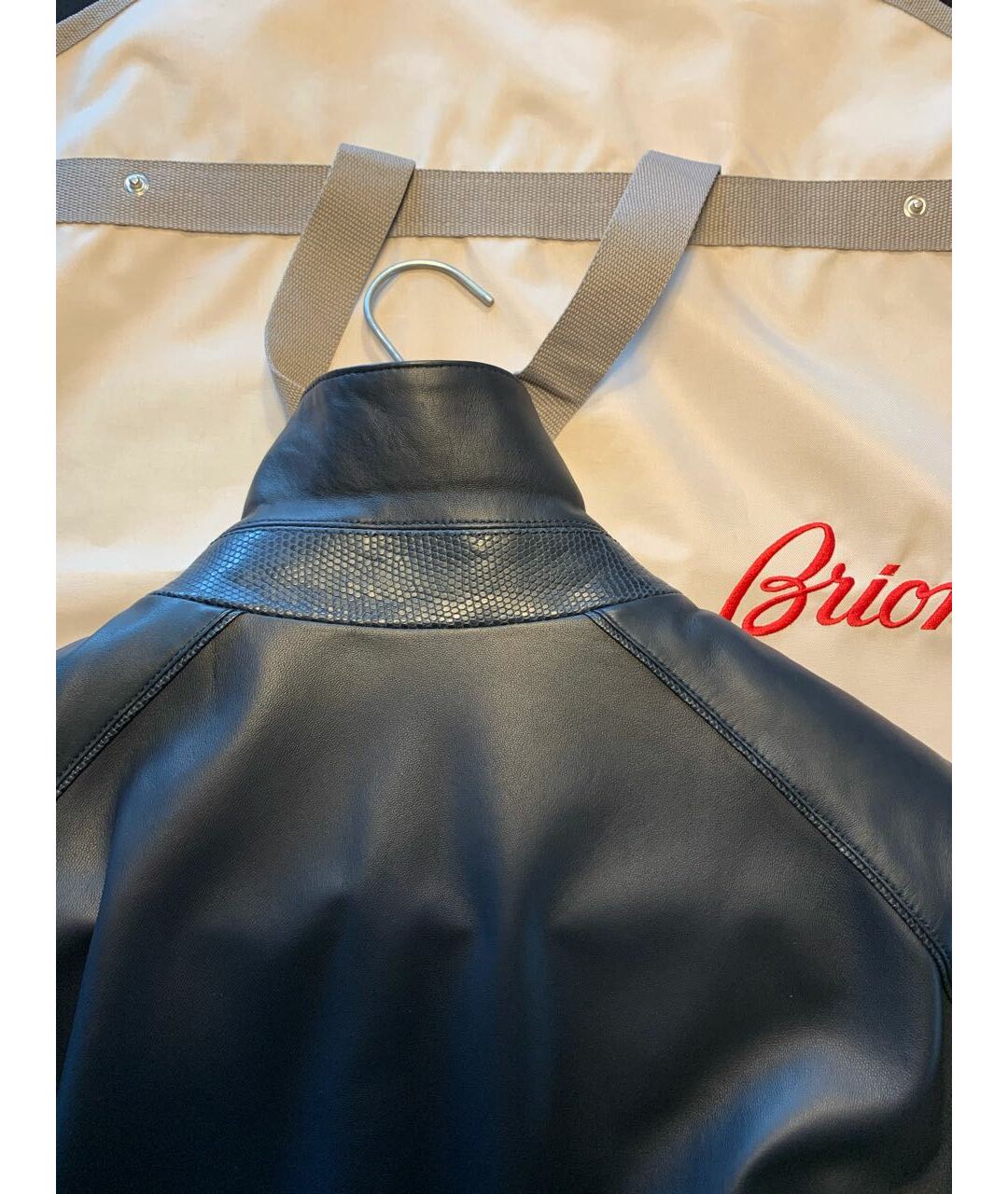 BRIONI Темно-синяя кожаная куртка, фото 6