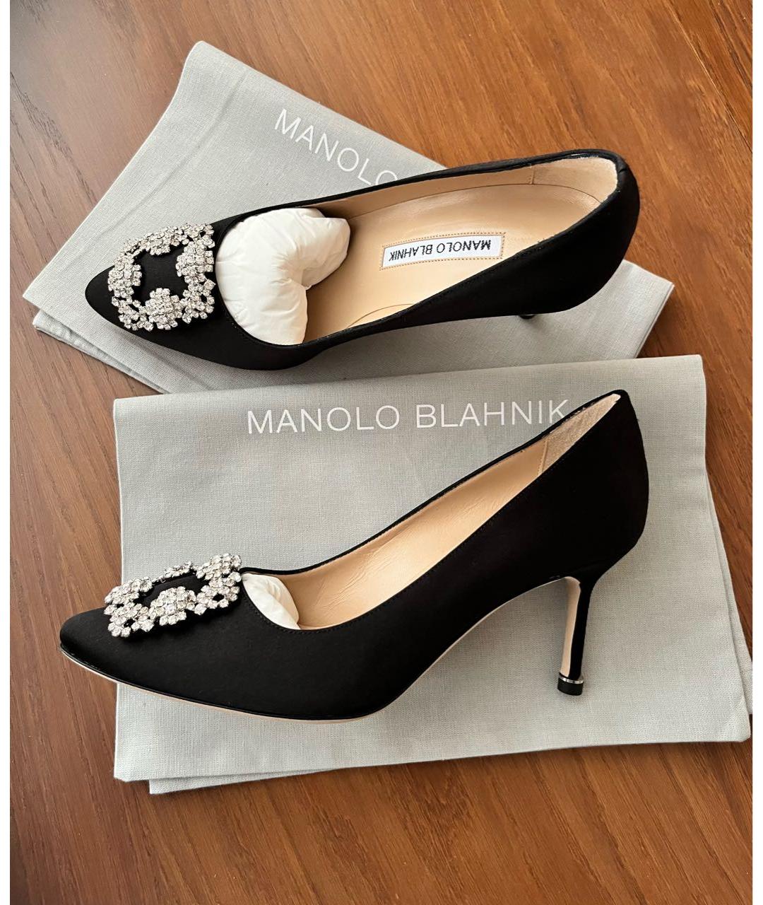 MANOLO BLAHNIK Черные текстильные туфли, фото 2