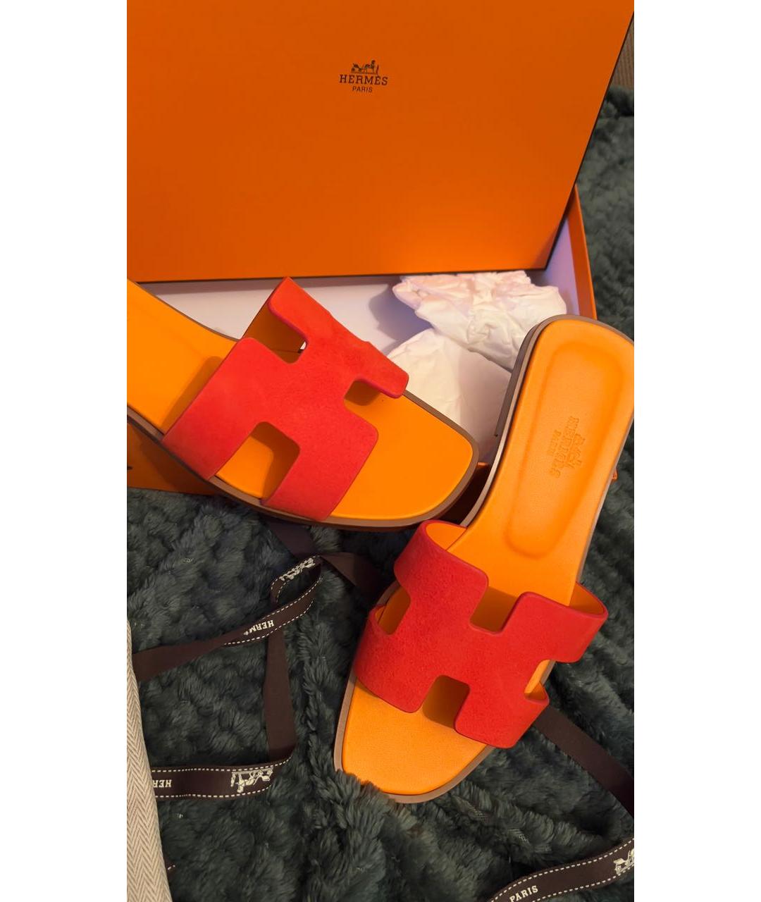 HERMES PRE-OWNED Оранжевое кожаные сандалии, фото 8