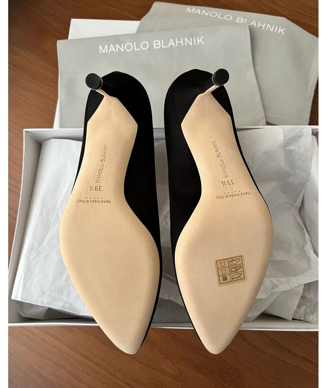 MANOLO BLAHNIK Черные текстильные туфли, фото 4