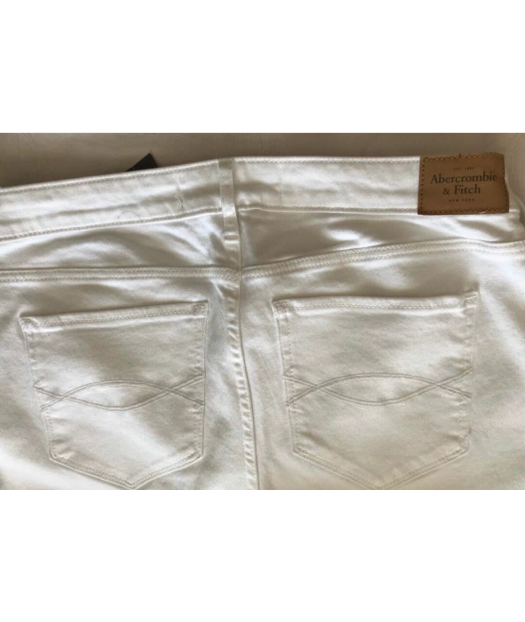 ABERCROMBIE AND FITCH Белые хлопковые джинсы слим, фото 3