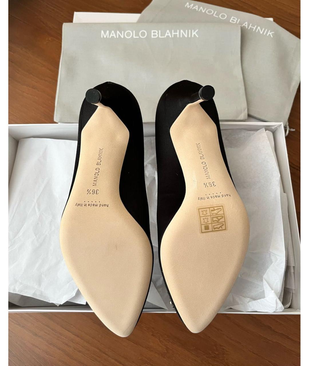 MANOLO BLAHNIK Черные текстильные туфли, фото 4