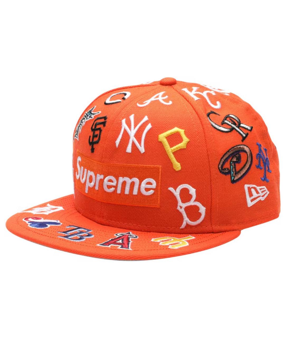 SUPREME Оранжевая хлопковая кепка/бейсболка, фото 1