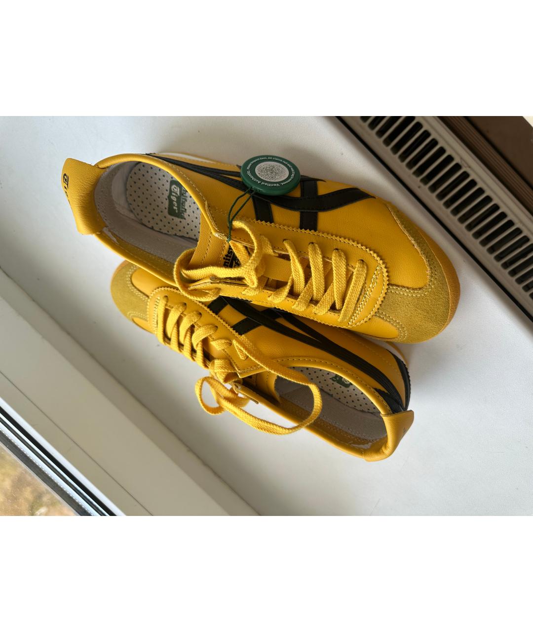 ASICS Желтые кожаные кроссовки, фото 2