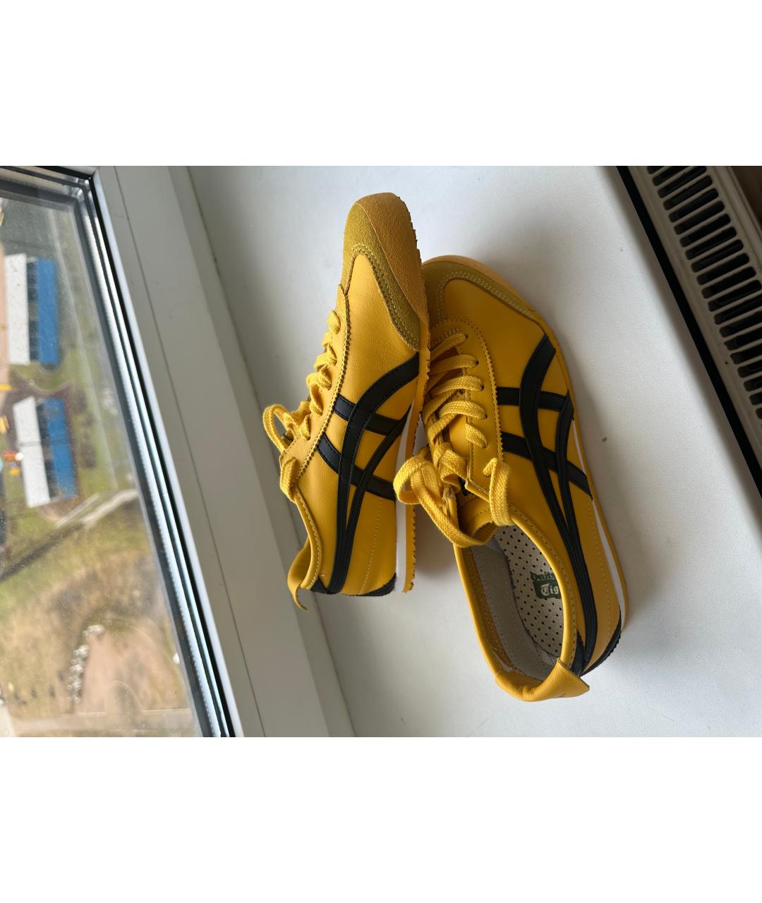 ASICS Желтые кожаные кроссовки, фото 4