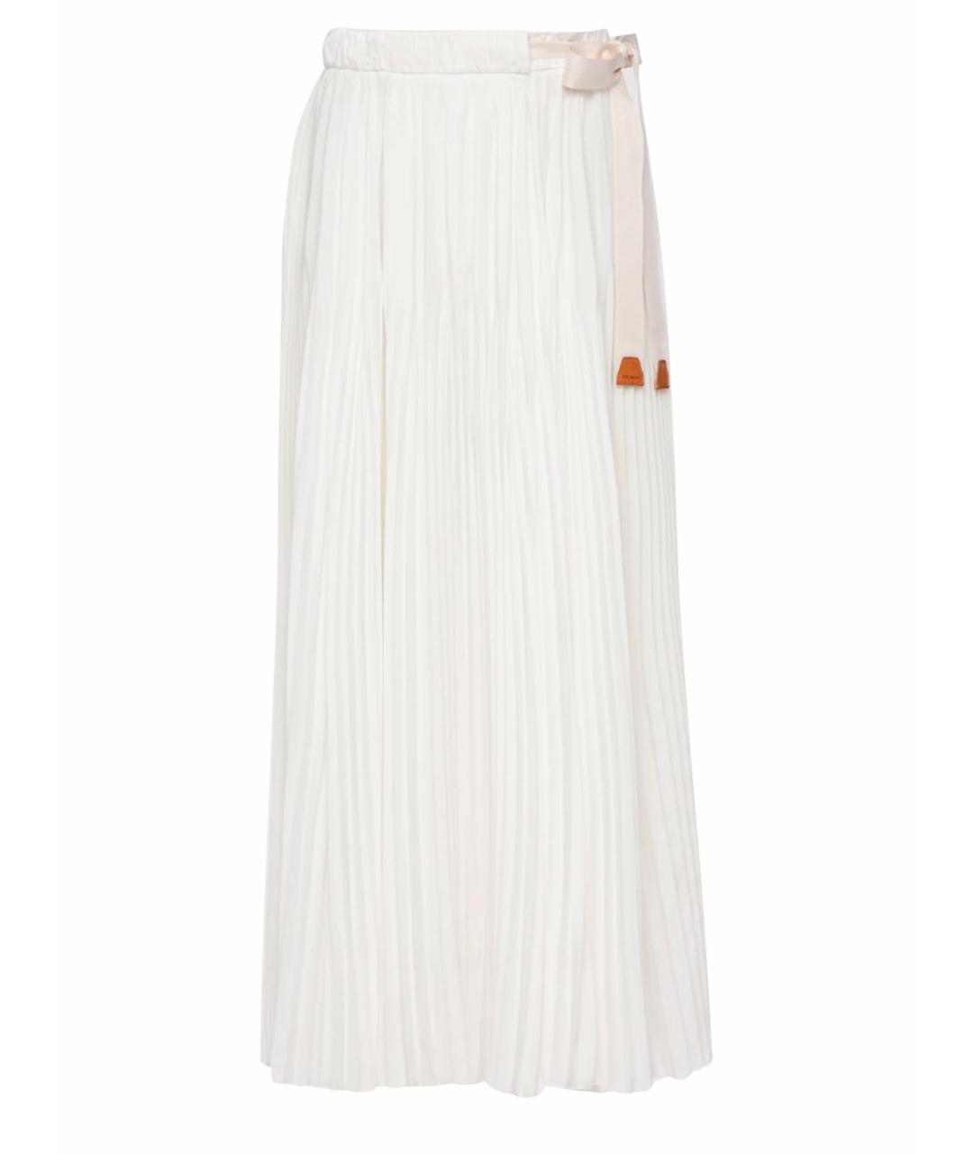 PRADA Белая шелковая юбка миди, фото 1