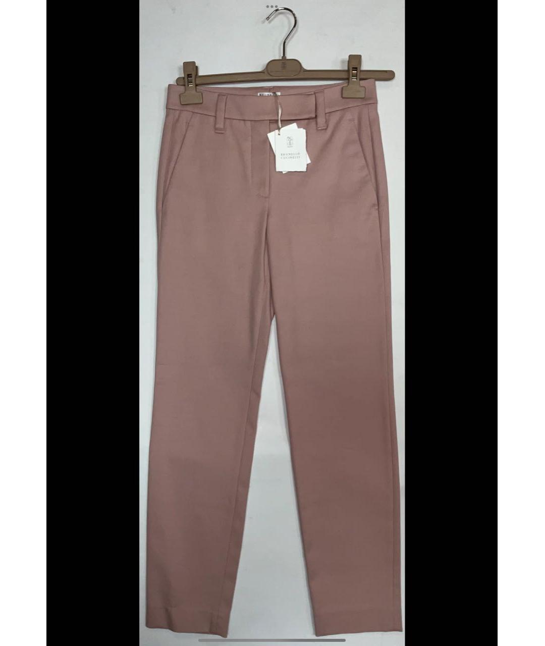 BRUNELLO CUCINELLI Розовые хлопко-эластановые брюки узкие, фото 9