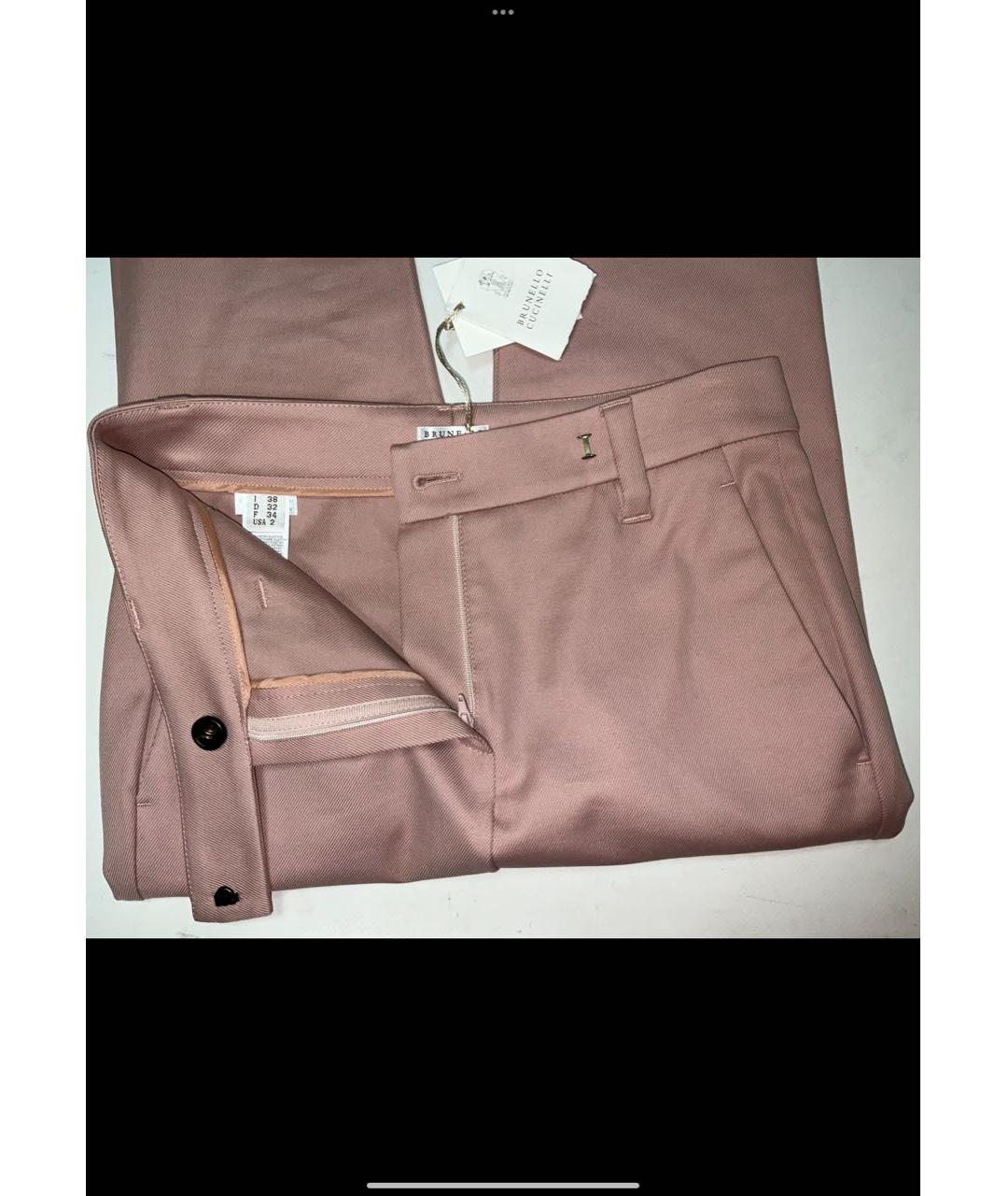 BRUNELLO CUCINELLI Розовые хлопко-эластановые брюки узкие, фото 4