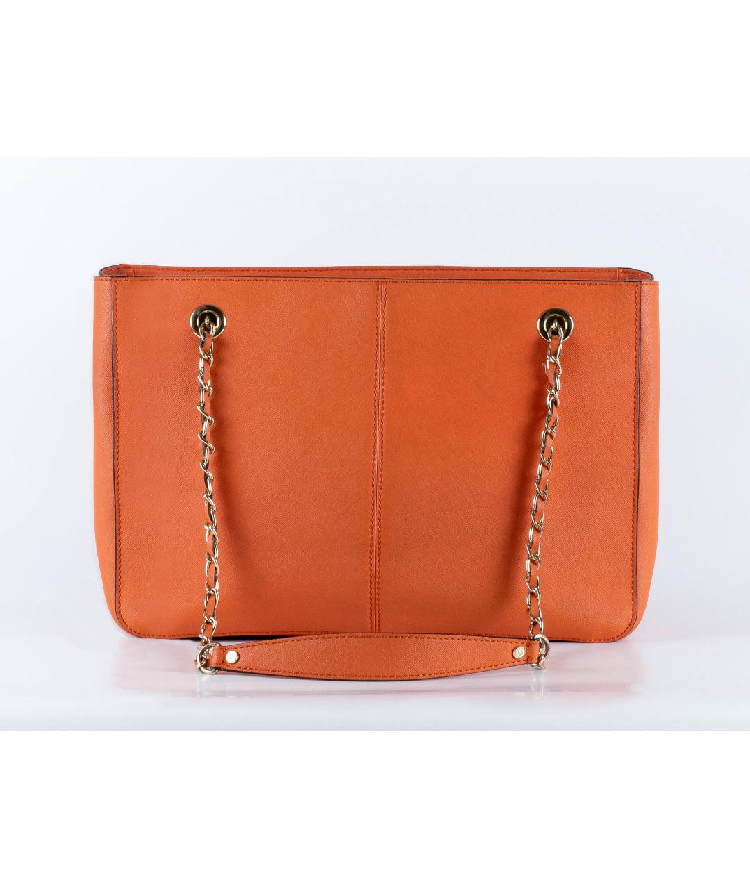 DKNY Оранжевая кожаная сумка тоут, фото 3