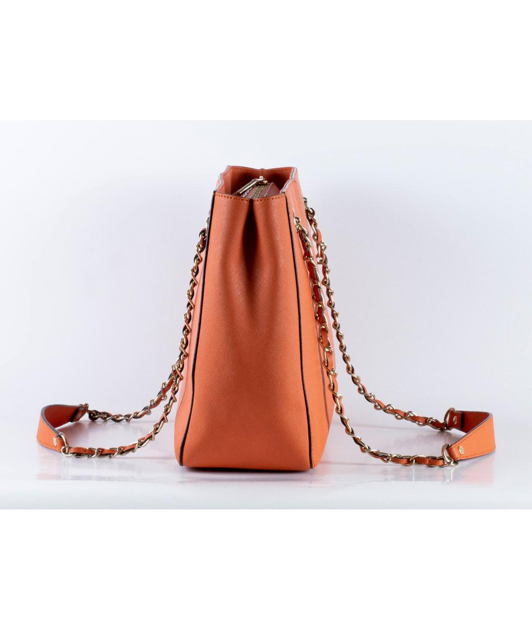 DKNY Оранжевая кожаная сумка тоут, фото 4