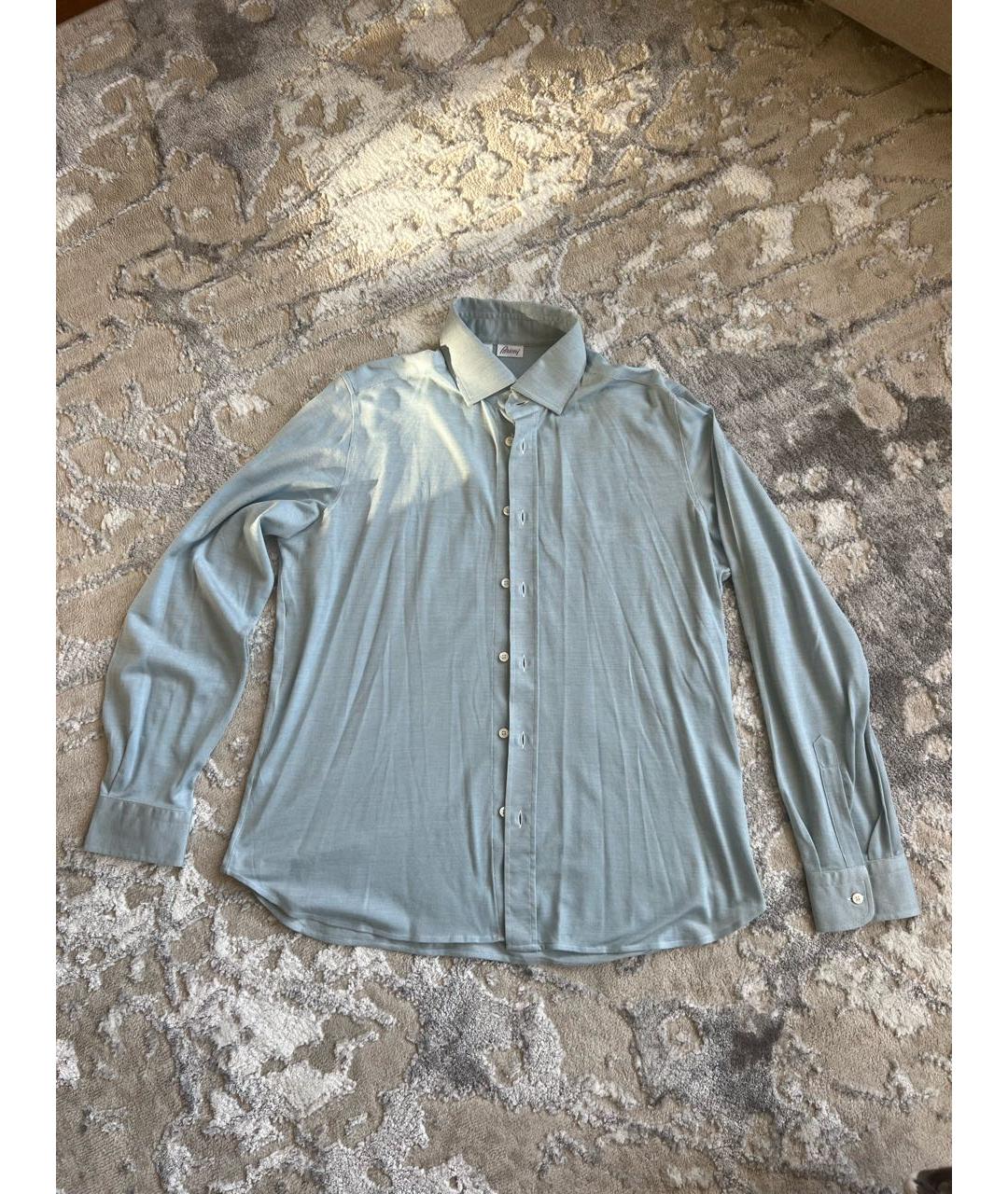 BRIONI Голубая хлопко-шелковая кэжуал рубашка, фото 5