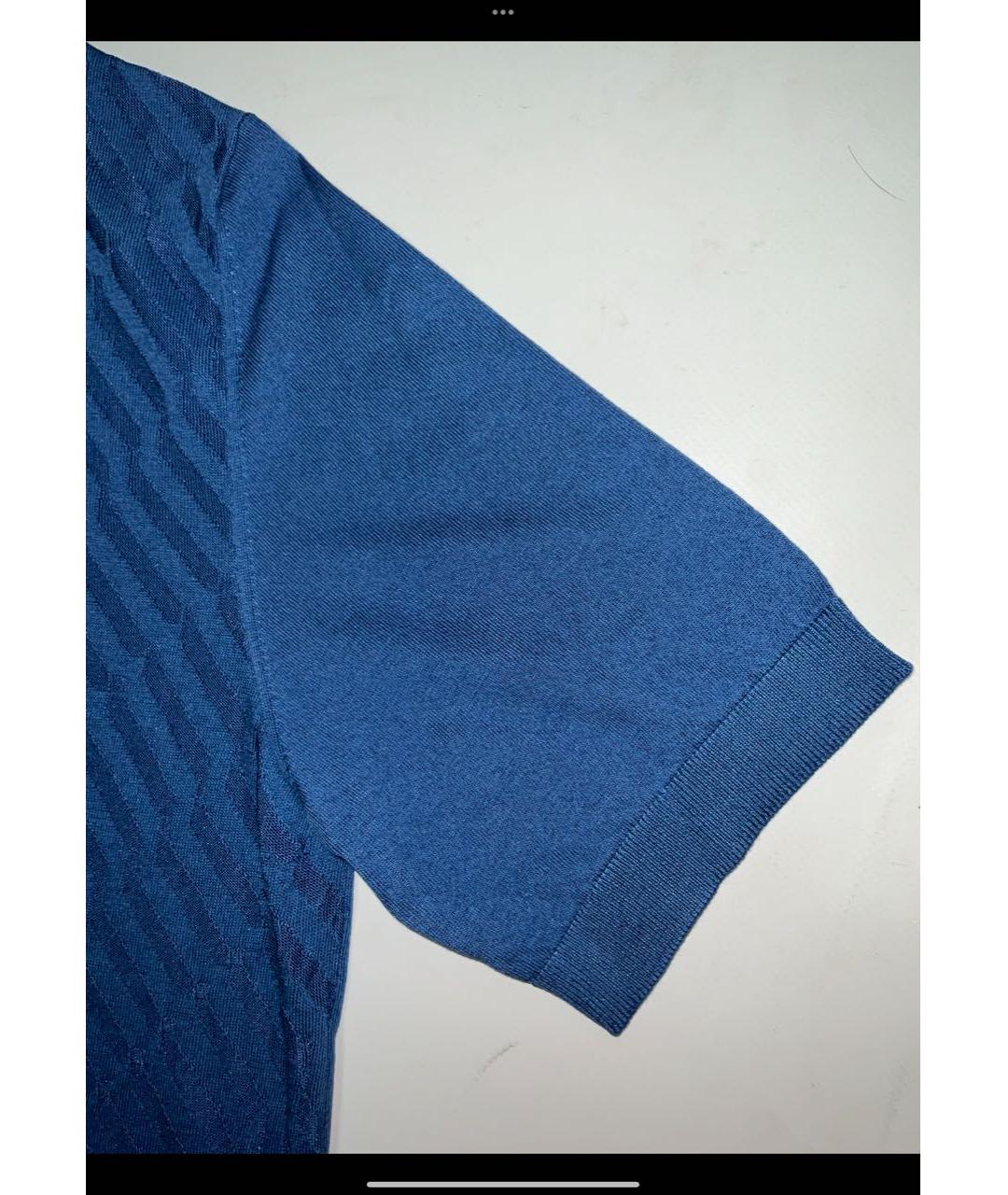 ZILLI Синее хлопковое поло с коротким рукавом, фото 5