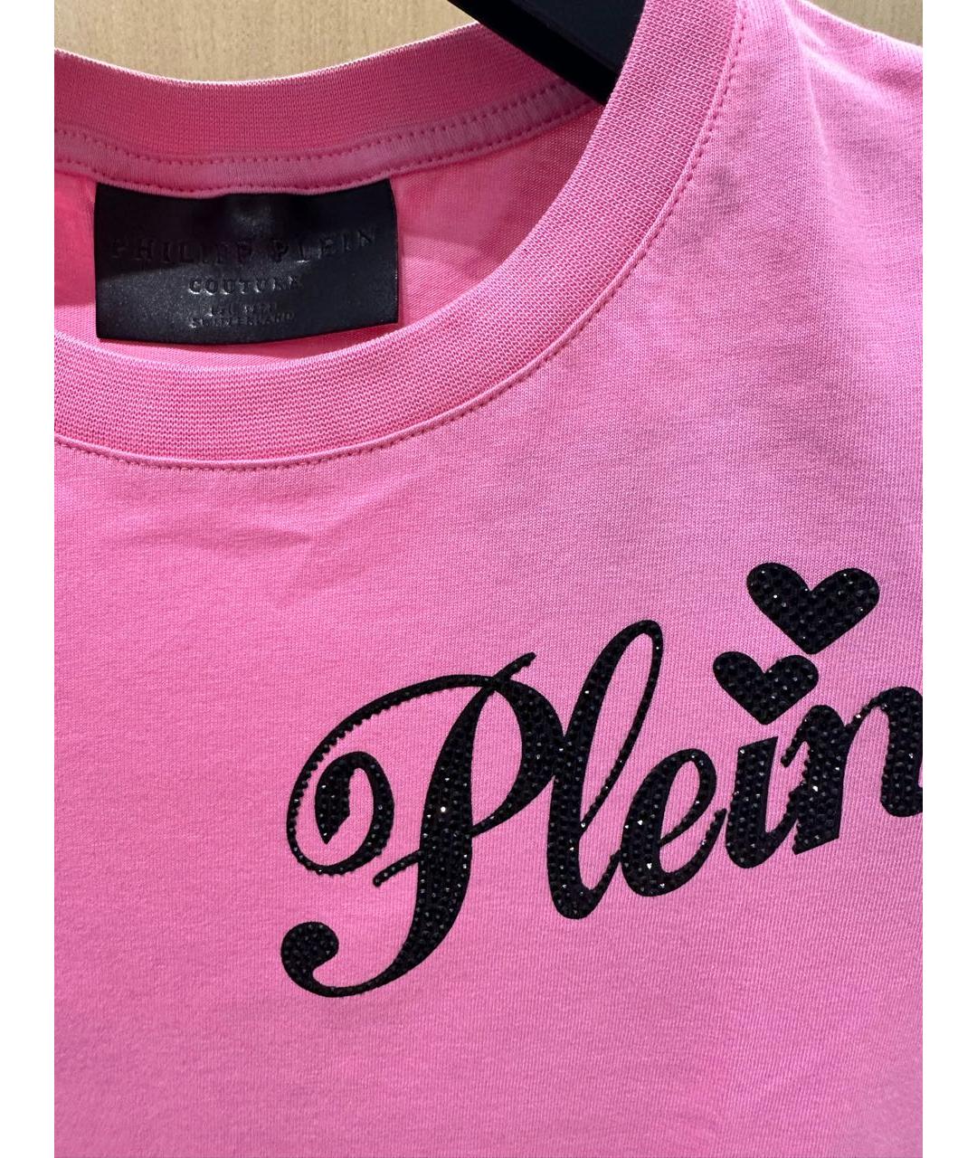 PHILIPP PLEIN Розовая хлопковая футболка, фото 4