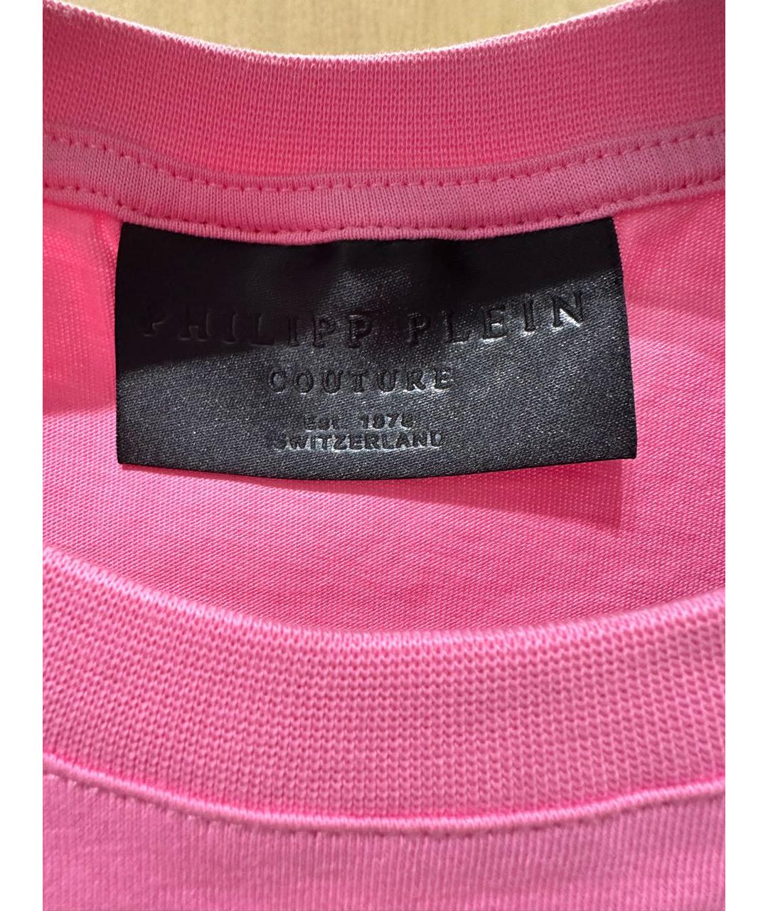 PHILIPP PLEIN Розовая хлопковая футболка, фото 6