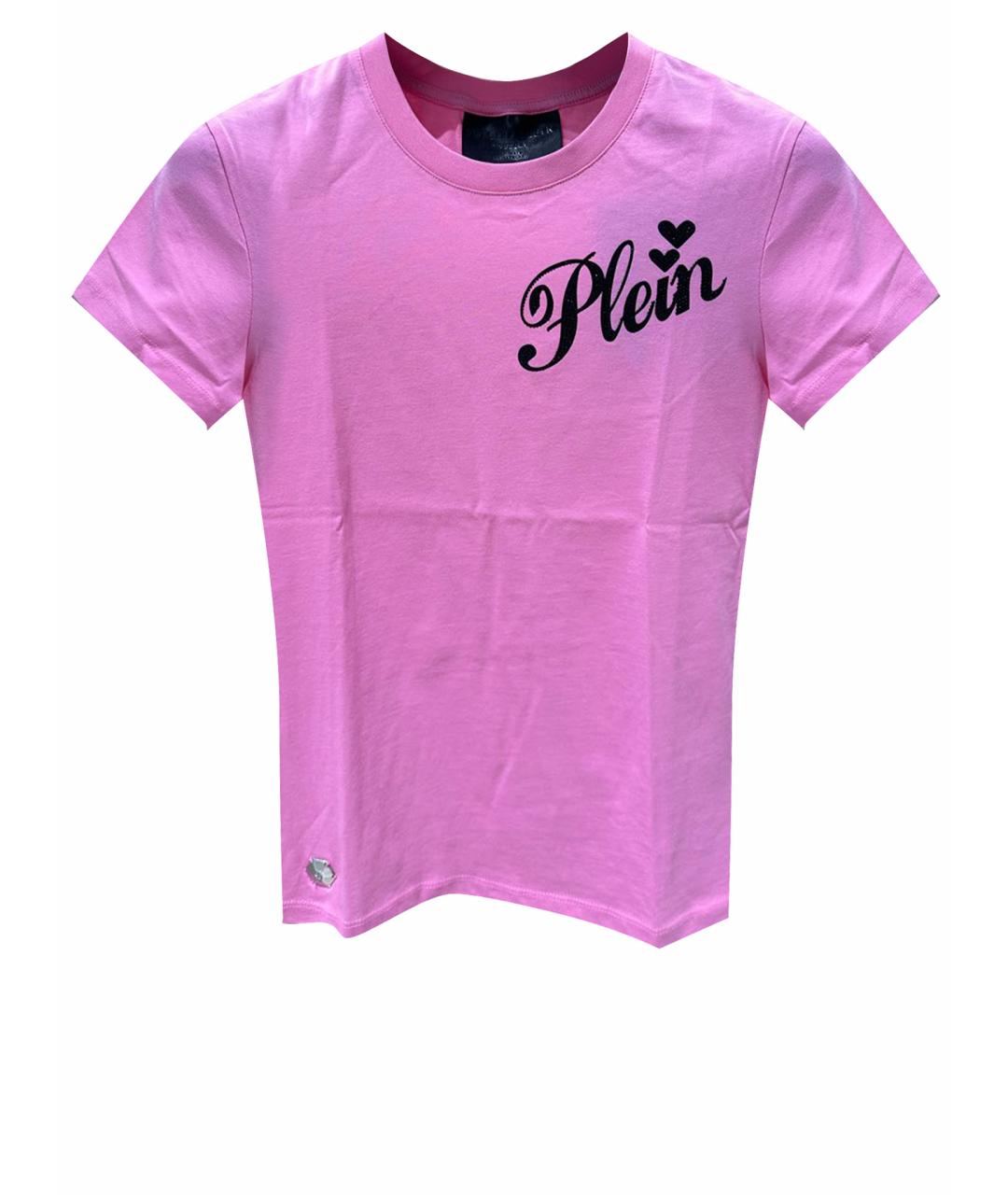 PHILIPP PLEIN Розовая хлопковая футболка, фото 1