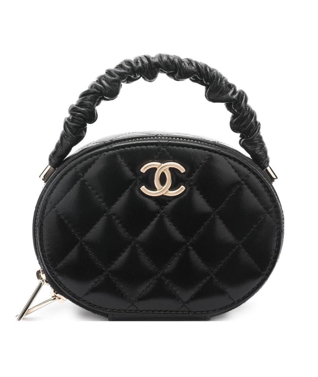 CHANEL PRE-OWNED Черная кожаная сумка с короткими ручками, фото 1