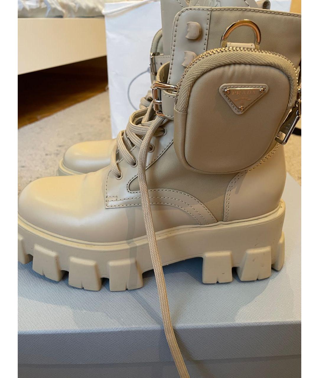 PRADA Бежевые кожаные ботинки, фото 6