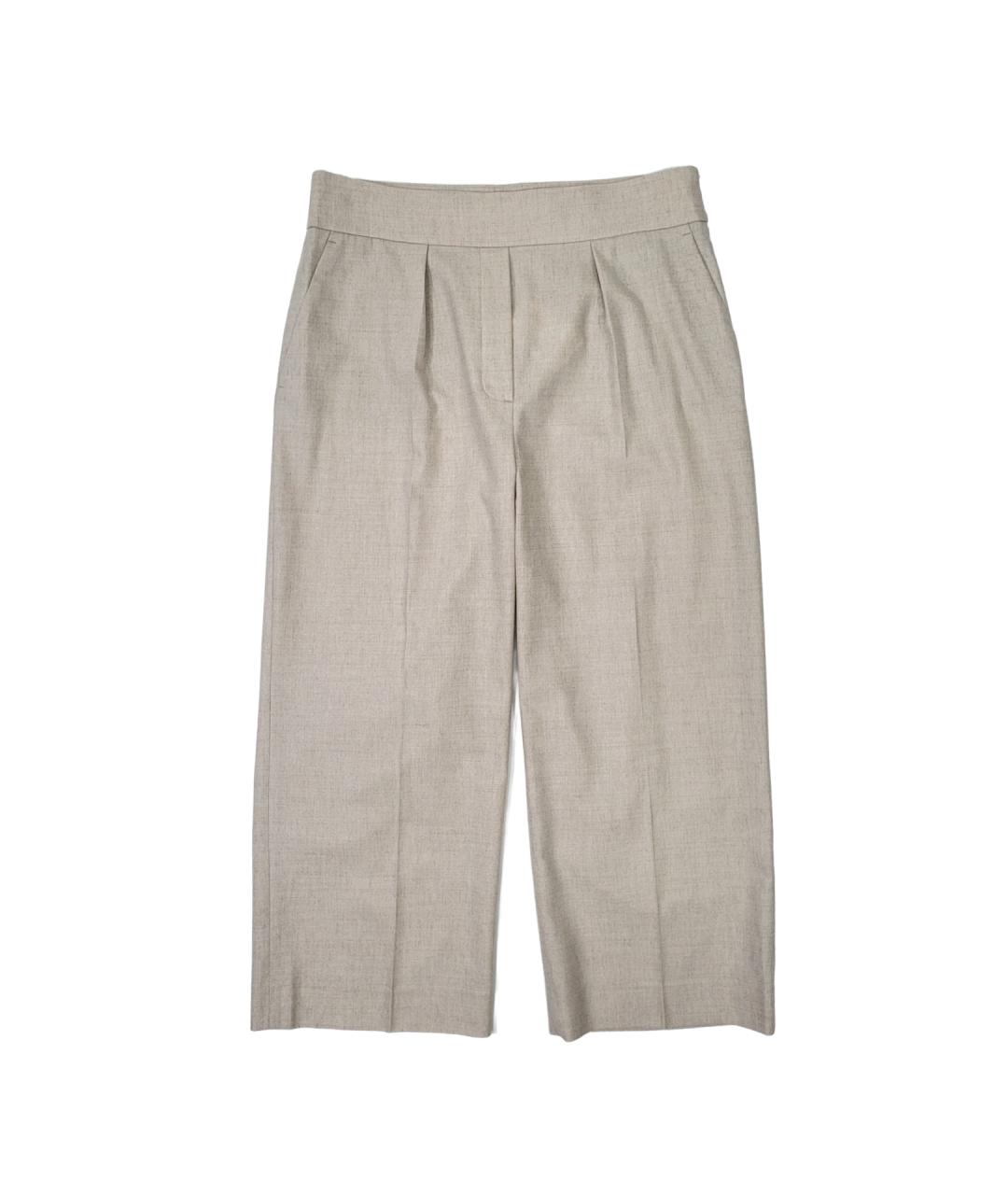 FABIANA FILIPPI Бежевые шерстяные брюки широкие, фото 1